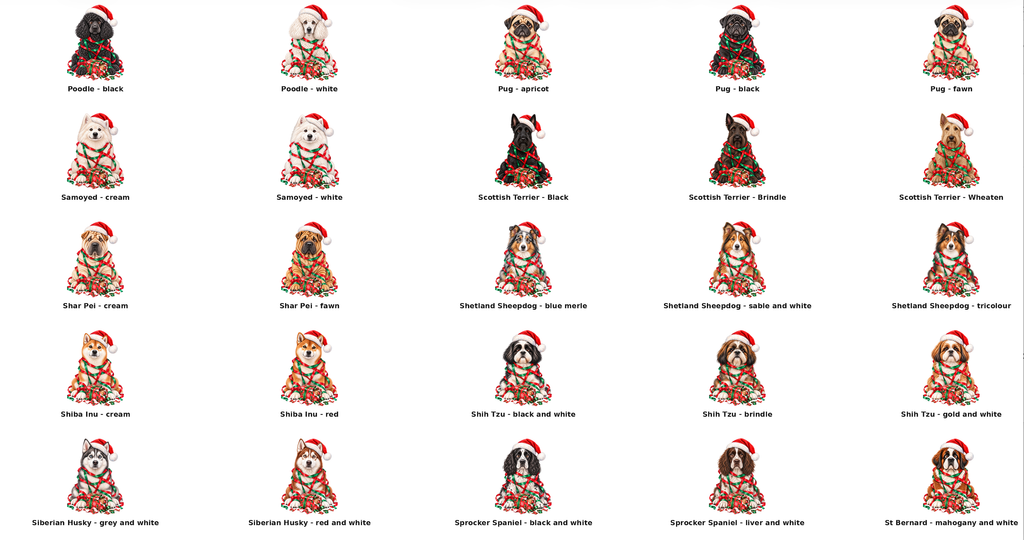 Mischievous Tangled Christmas Dogs Sack: English Springer Spaniel - black and white / Small Sack