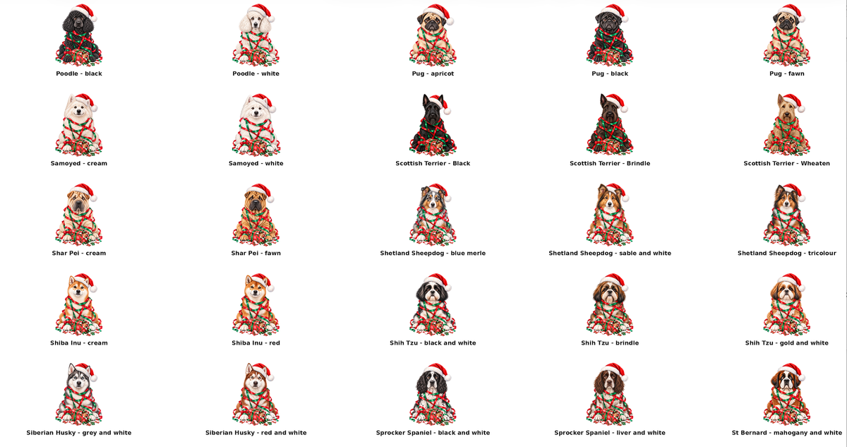 Mischievous Tangled Christmas Dogs Sack: English Springer Spaniel - black and white / Small Sack