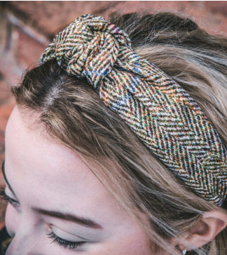 Foxy Pheasant Knotted Headband - Moss Tweed