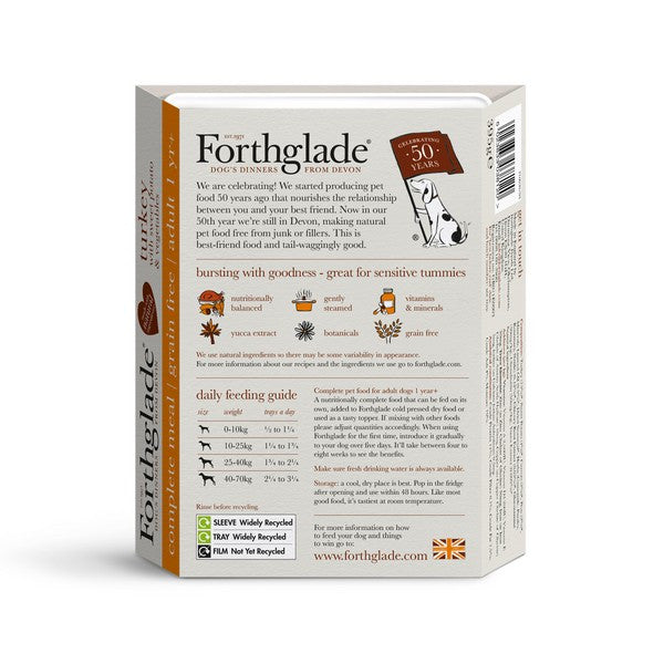 Forthglade Grain Free Complete Meal Adult Turkey Sweet Potato Veg 395g