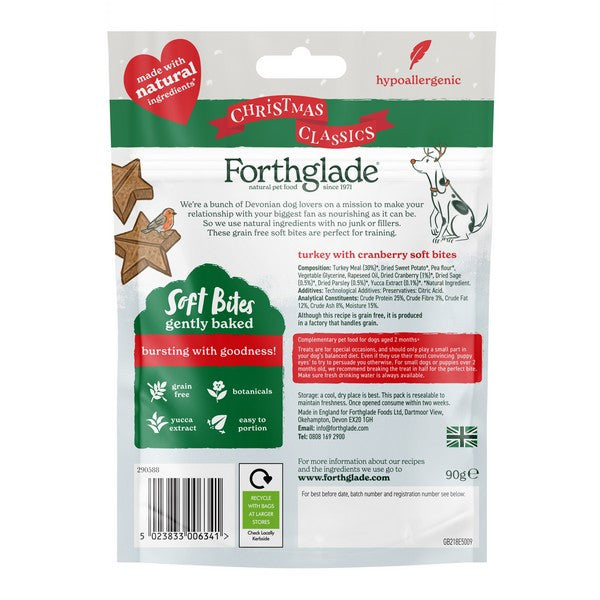 Forthglade Natural Christmas Soft Bites Turkey & Cranberry 90g