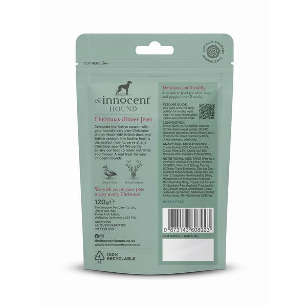 The Innocent Hound Christmas Dinner Feast with British Duck and Venison 120g