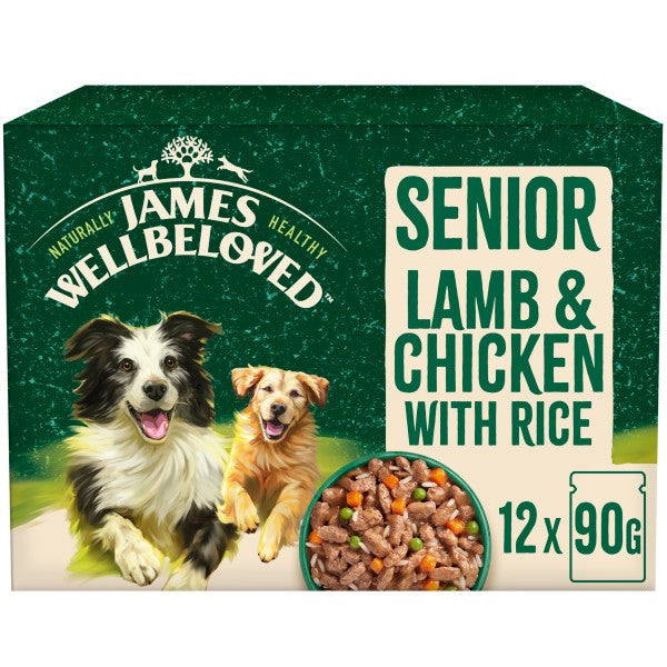 James Wellbeloved Senior Lamb & Chicken in Gravy Pouches 90g x 12