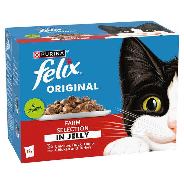 Felix Kitten Original Farm Selection in Jelly Pouches 85g x 12