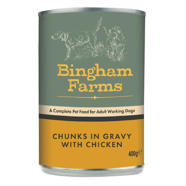 Bingham Farms Complete Adult Dog Food Chunks in Gravy with Chicken