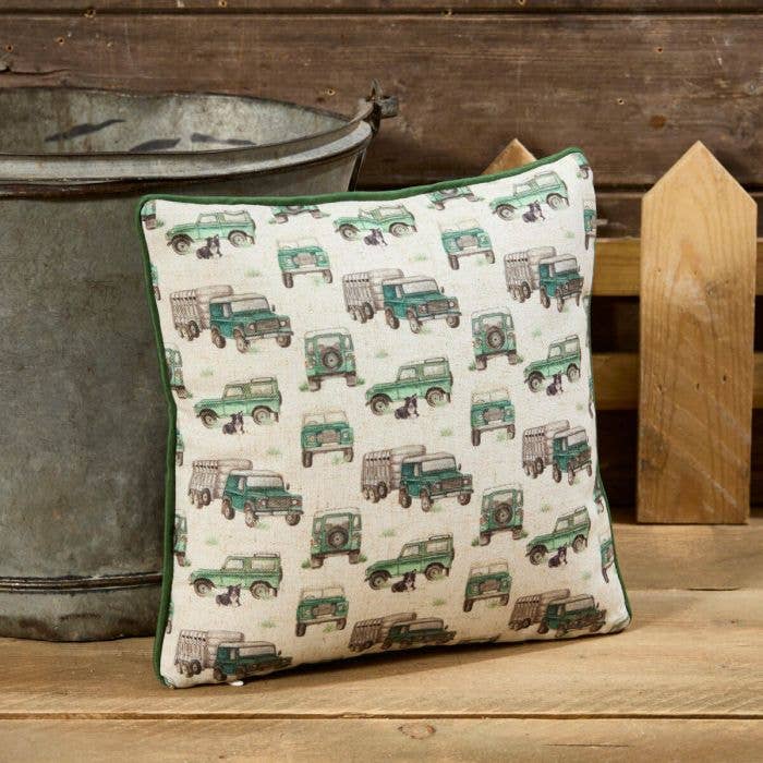 Landy And Collie Dog Printed Polyester Cushion With Repeat Reverse Pattern