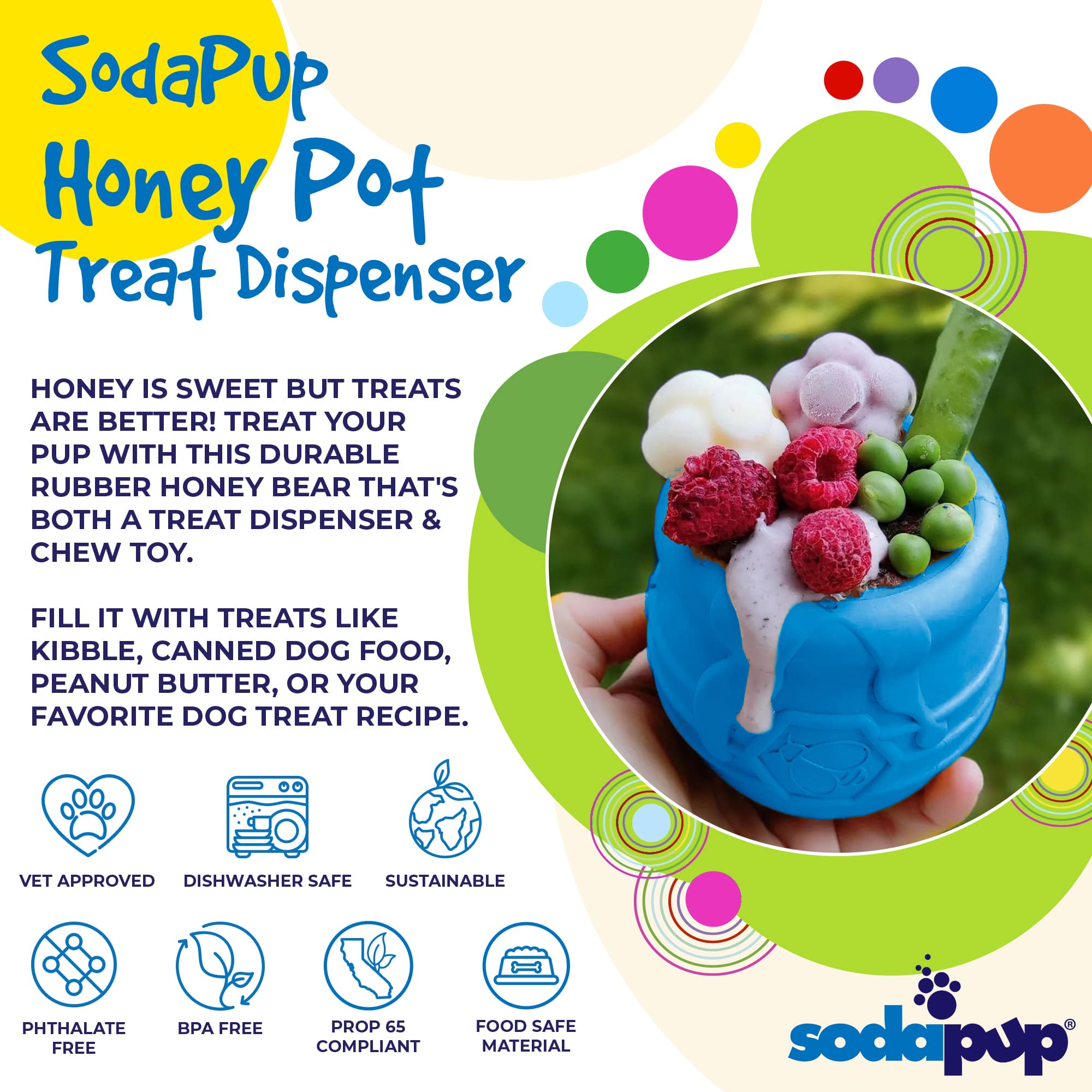PUP-X Honey Pot Treat Dispenser: Pink / Large