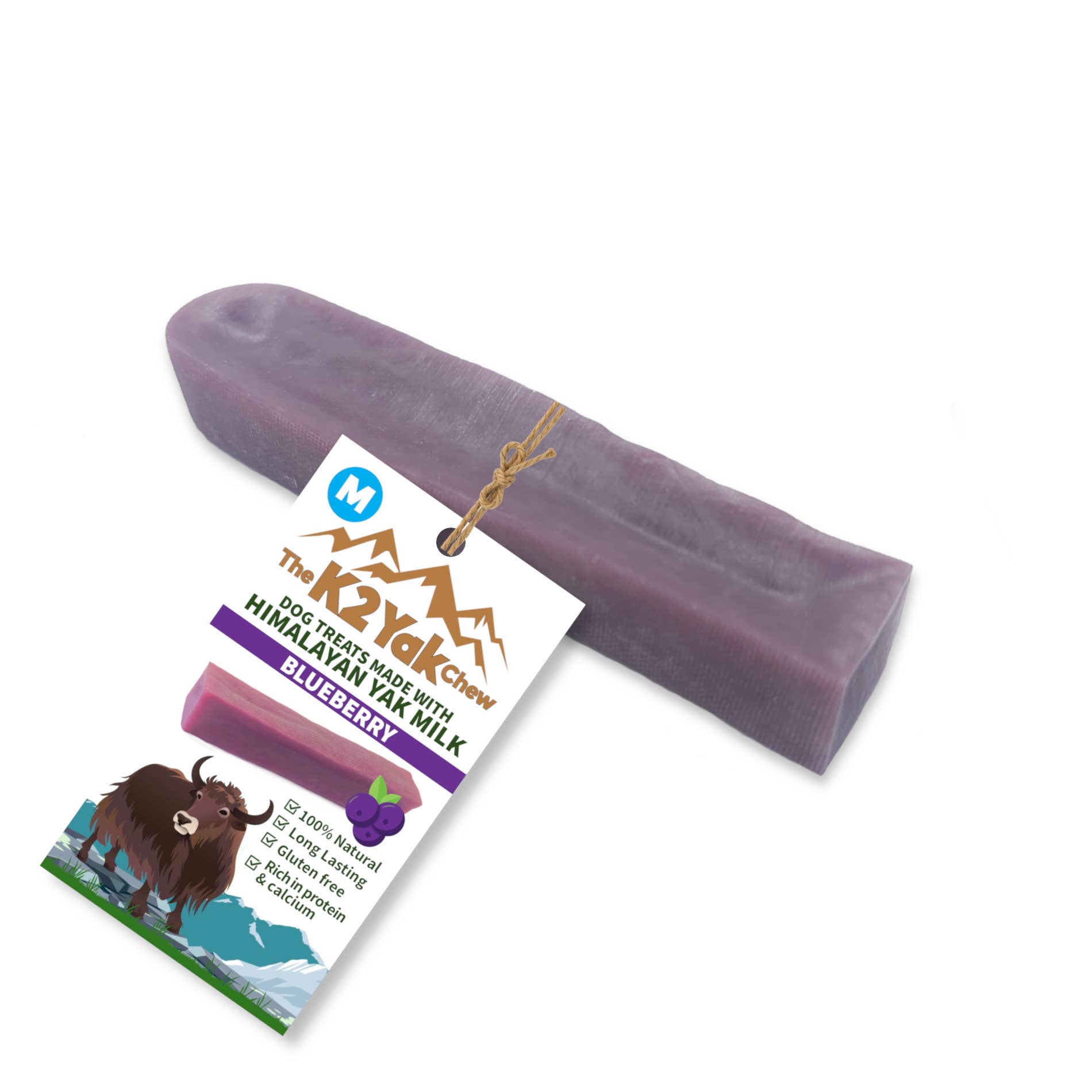 K2 Yak Chews 100% Natural Dog Treats Blueberry Medium