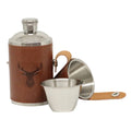 Stag Hip Flask Hunter Design Shiny Stainless Steel 6oz