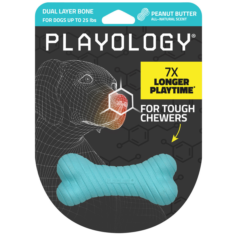 Playology Dual layer bone - peanut butter - small