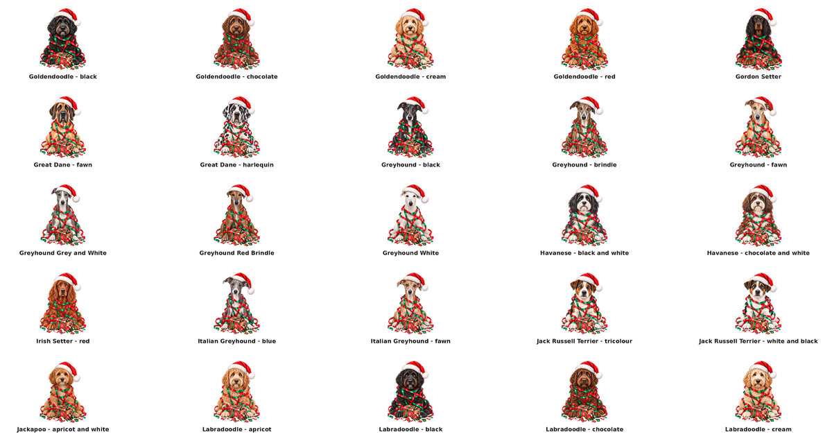 Mischievous Tangled Christmas Dogs Sack: English Springer Spaniel - black and white / Small Sack