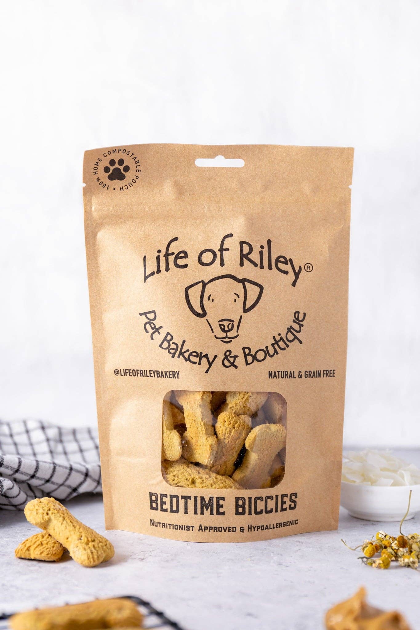 Herbal Dog Bedtime Biscuit Treats - Grain Free: Pouch (Single) - Home Compostable