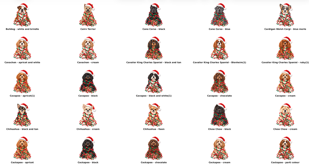 Mischievous Tangled Christmas Dogs Sack: English Springer Spaniel - black and white / Small Sack