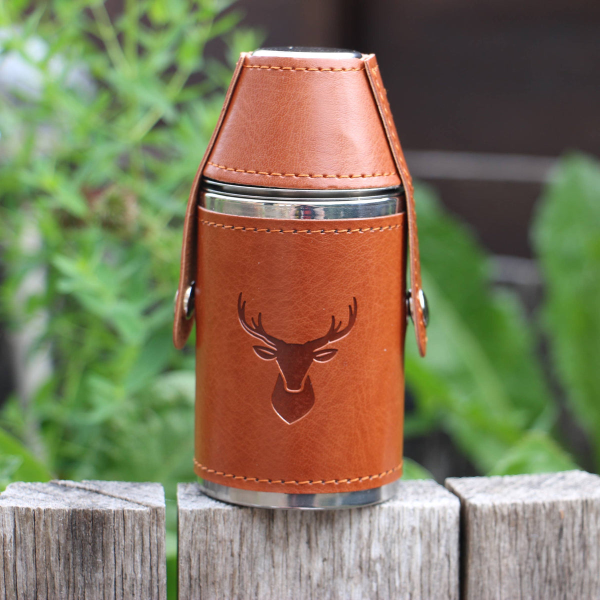 Stag Hip Flask Hunter Design Shiny Stainless Steel 6oz