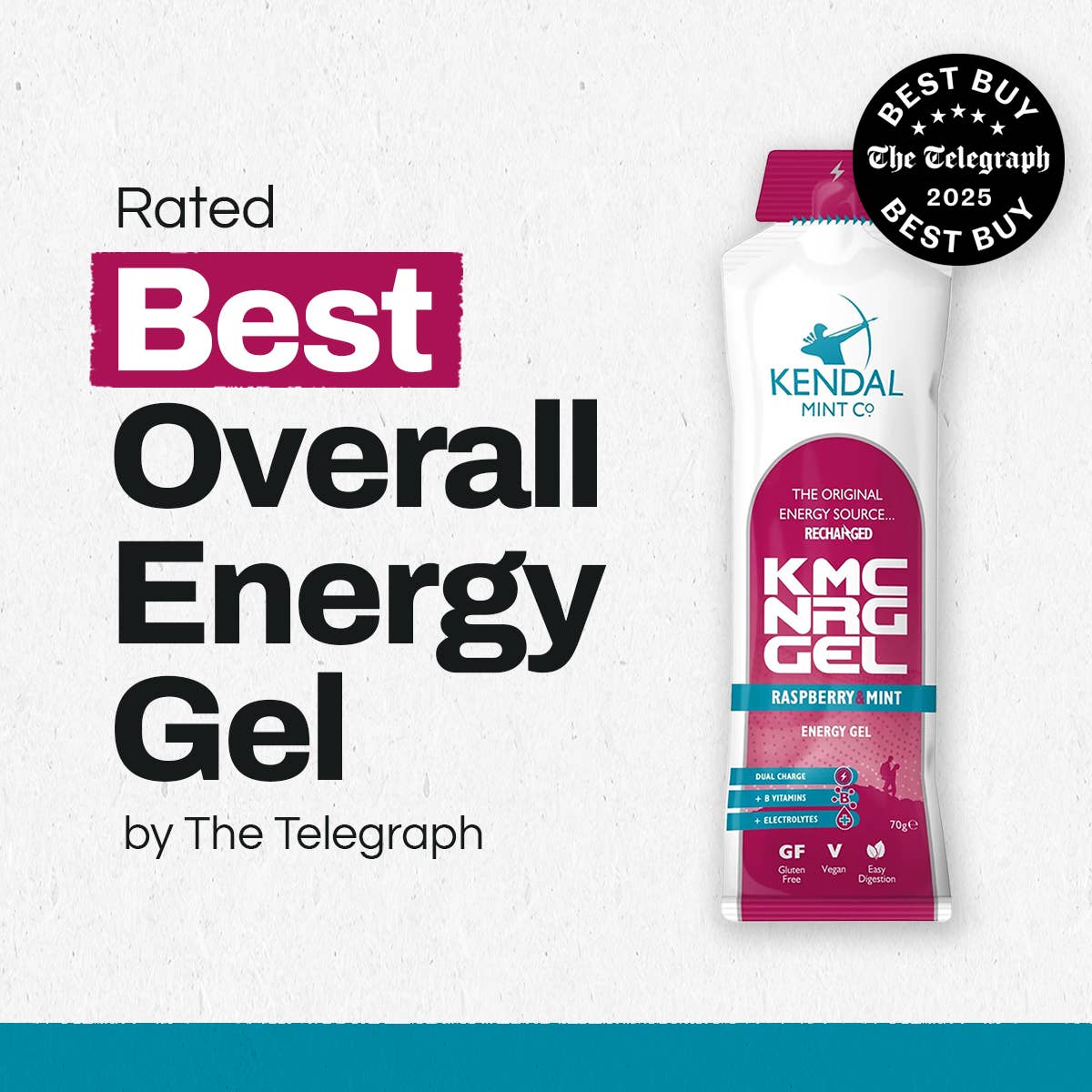 KMC Energy Gel (Vegan): Raspberry & Mint Flavoured (70g): 12 x 70g