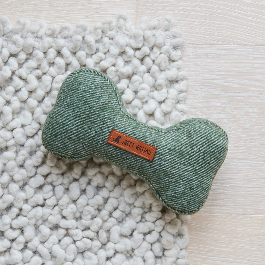 Dog Toy - Green Tweed Bone - Large