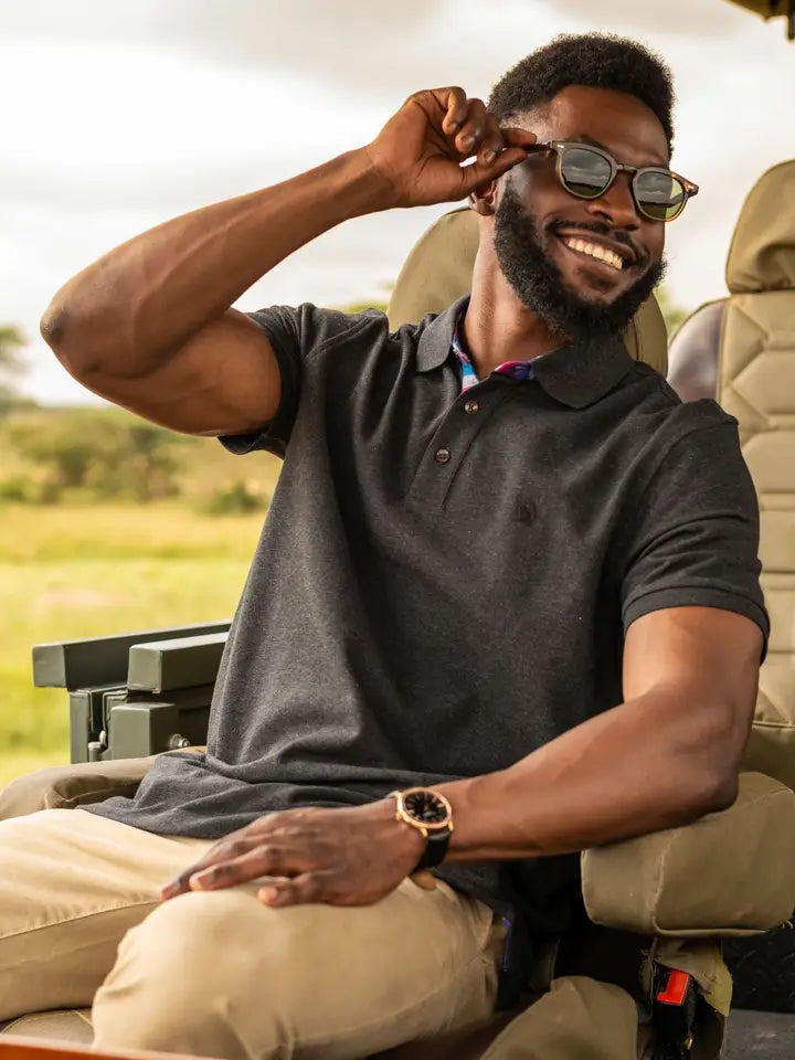 KOY Charcoal Piqué Cotton Polo