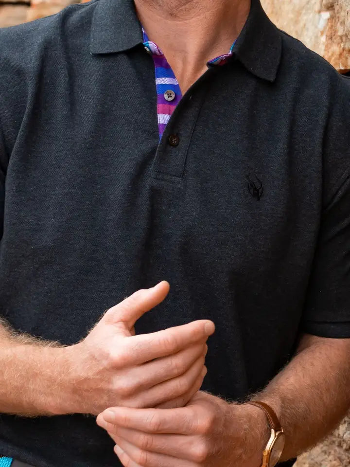 KOY Charcoal Piqué Cotton Polo