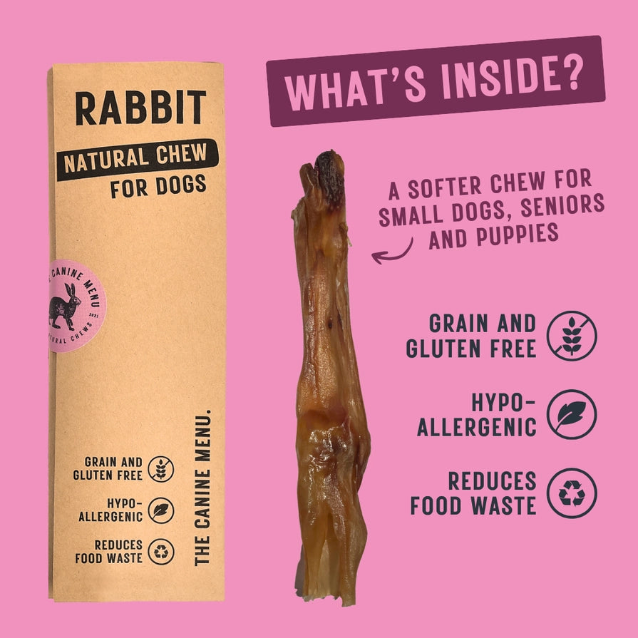The Canine Menu Natural Dog Chew Rabbit