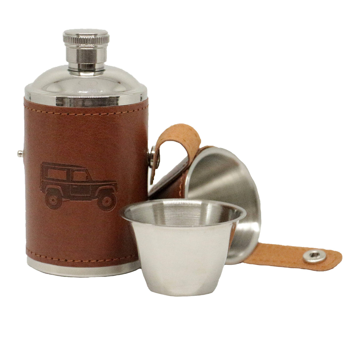 Land Vehicle Hip Flask Hunter Design Shiny Stainless 6oz