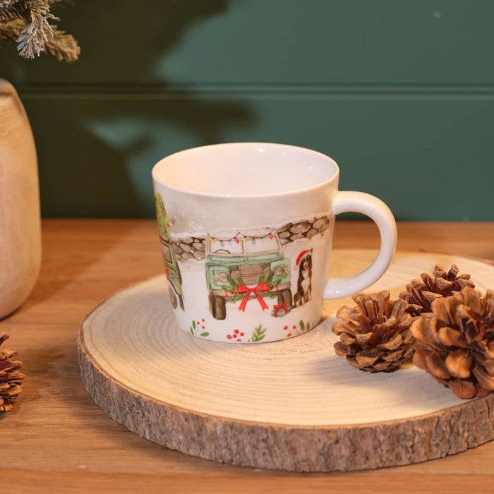 Christmas Farm Stoneware Wrap Around Mug With Gift Box