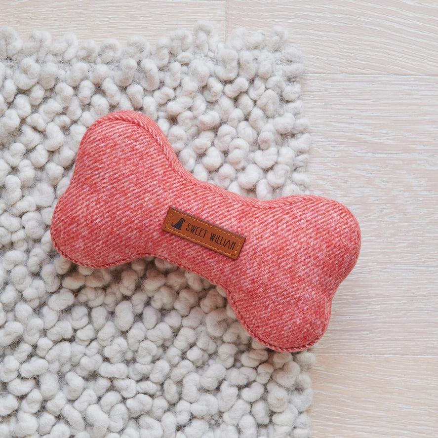 Dog Toy - Orange Tweed Bone - Small