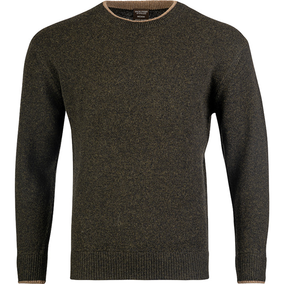 Ashcombe 100% Lambswool Crewknit Dark Olive