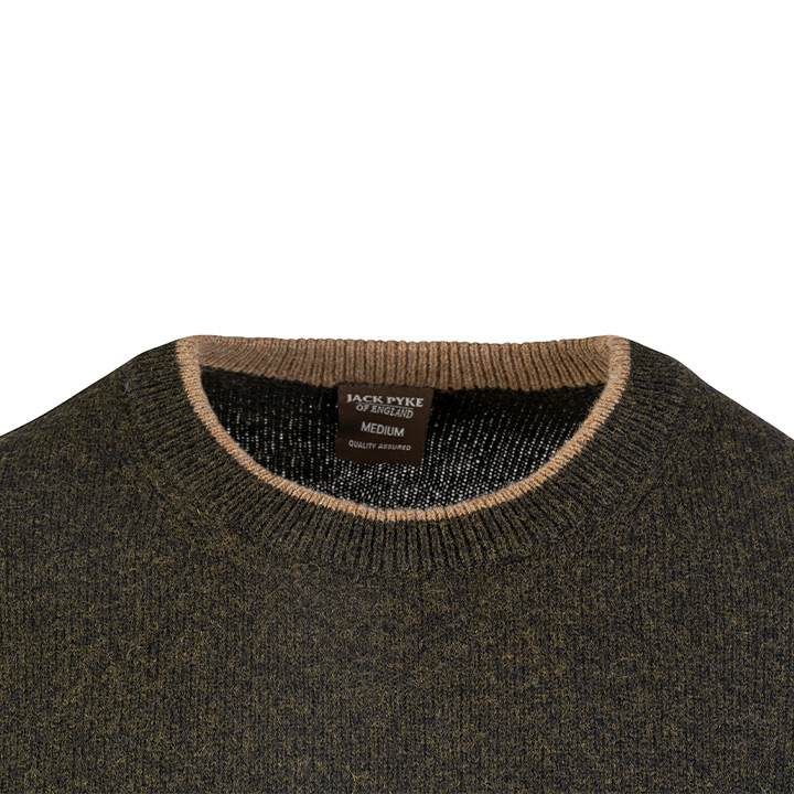 Jack Pyke Ashcombe 100% Lambswool Crewknit Dark Olive