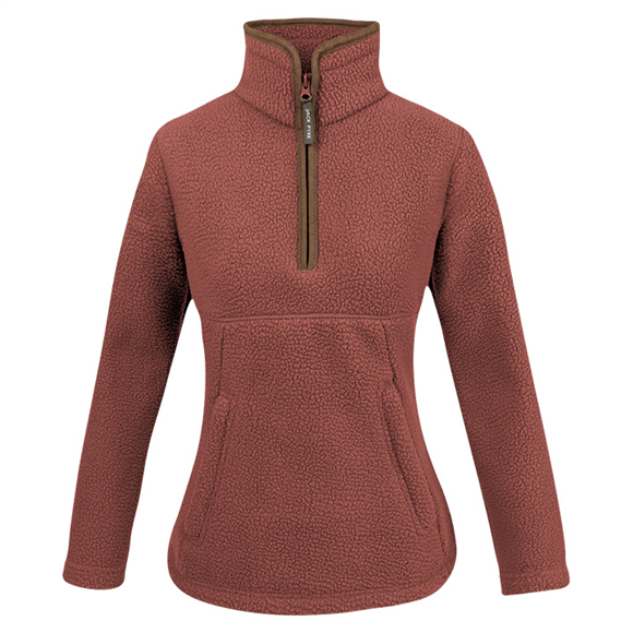 Jack Pyke Ladies Half Zip Sherpa Fleece Pullover Burnt Copper