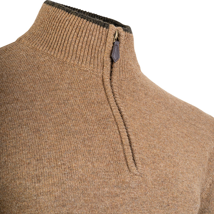 Ashcombe 100% Lambswool Zipknit Barley