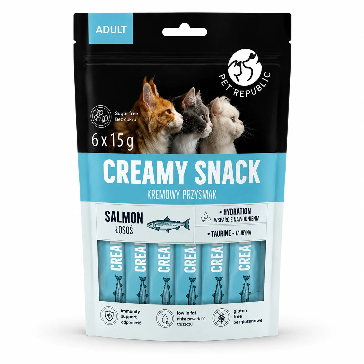 Pet Republic Creamy snacks for cats 6x15g (salmon)