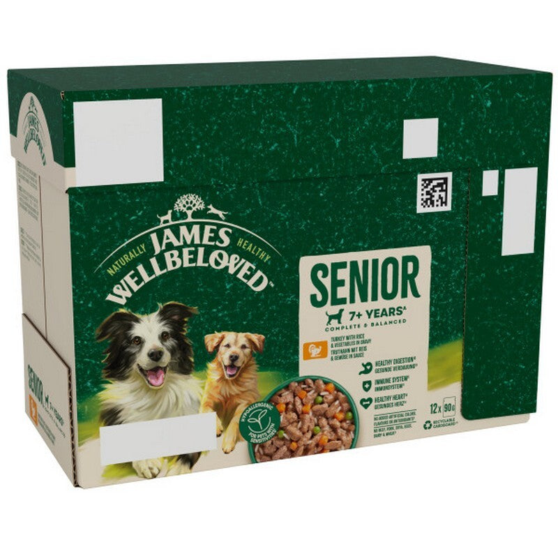 James Wellbeloved Senior Turkey in Gravy Pouches 90g x 12