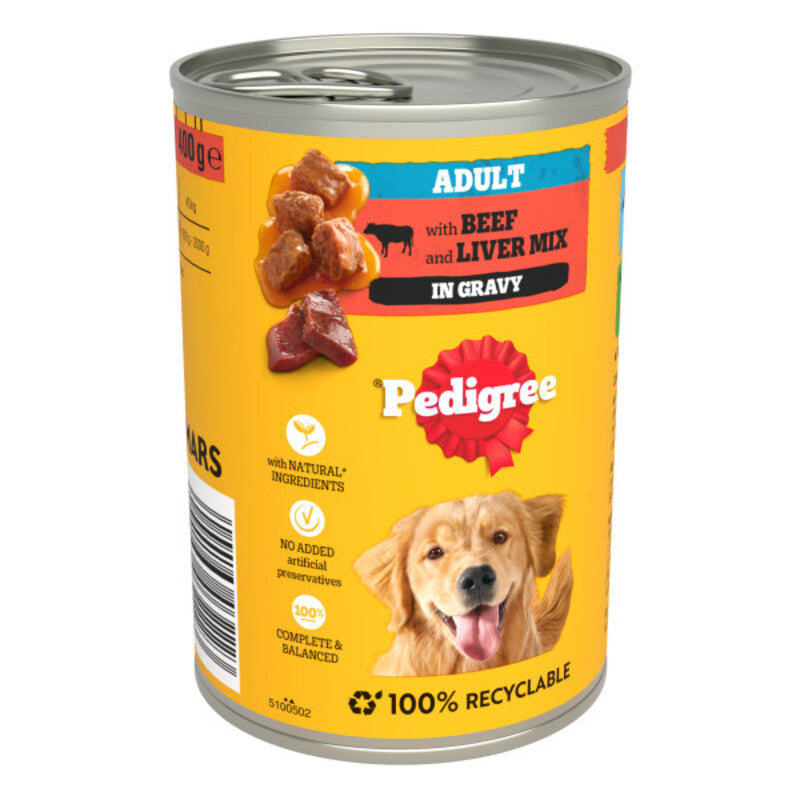 Pedigree Tins Beef Chunks in Gravy 400g