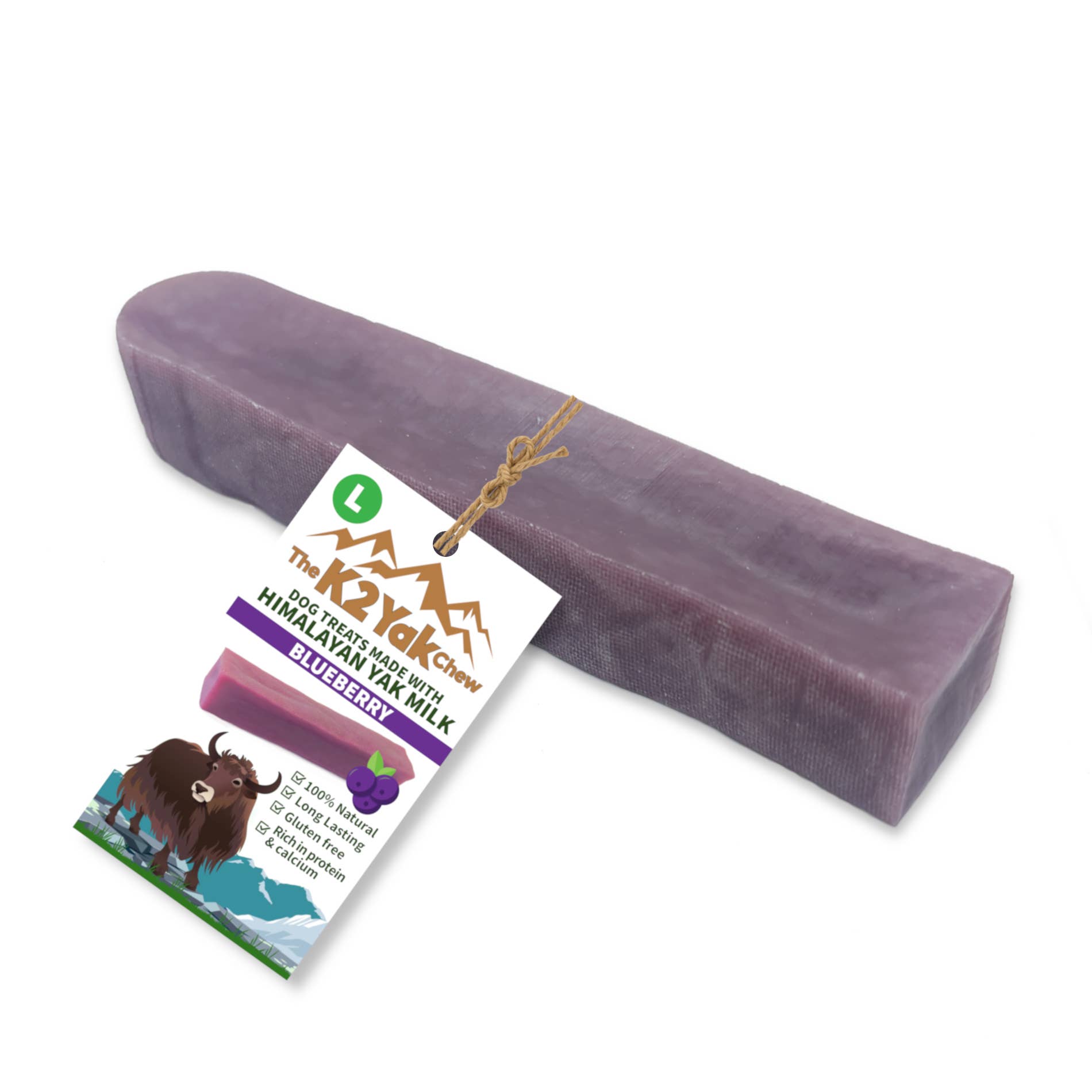 K2 Yak Chews 100% Natural Dog Treats Blueberry Large