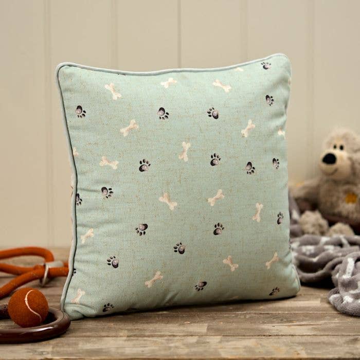 It's A Dogs Life Printed Polyester Cushion With Reverse Repeat Pattern