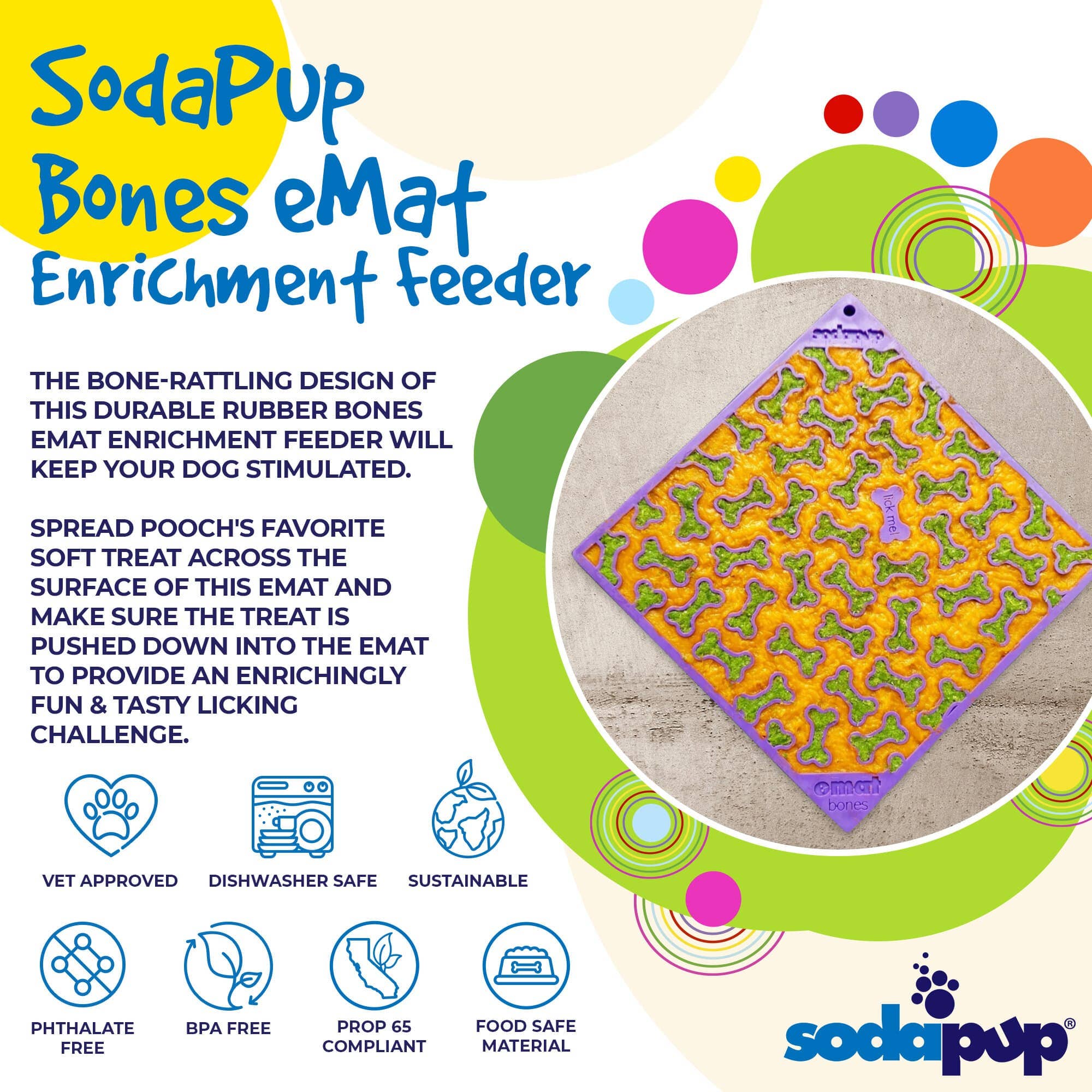 Bones Design Emat Enrichment Licking Mat: Red Bones E-mat
