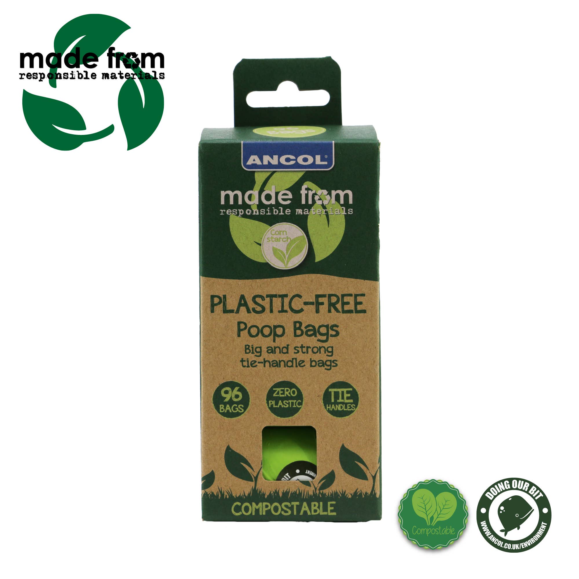 Made From Plastic Free Poop Bags 8x Refill
