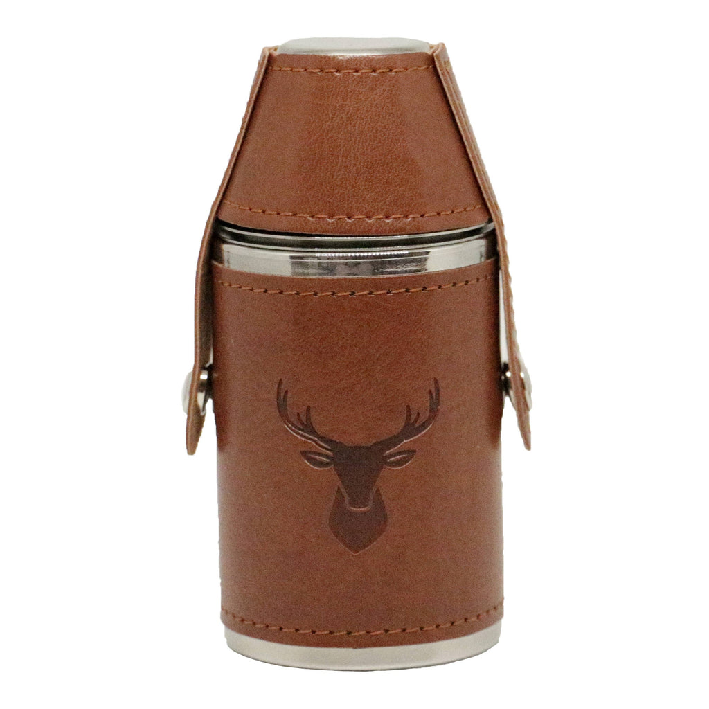 Stag Hip Flask Hunter Design Shiny Stainless Steel 6oz