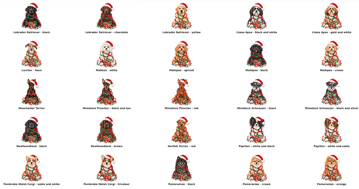 Mischievous Tangled Christmas Dogs Sack: English Springer Spaniel - black and white / Small Sack
