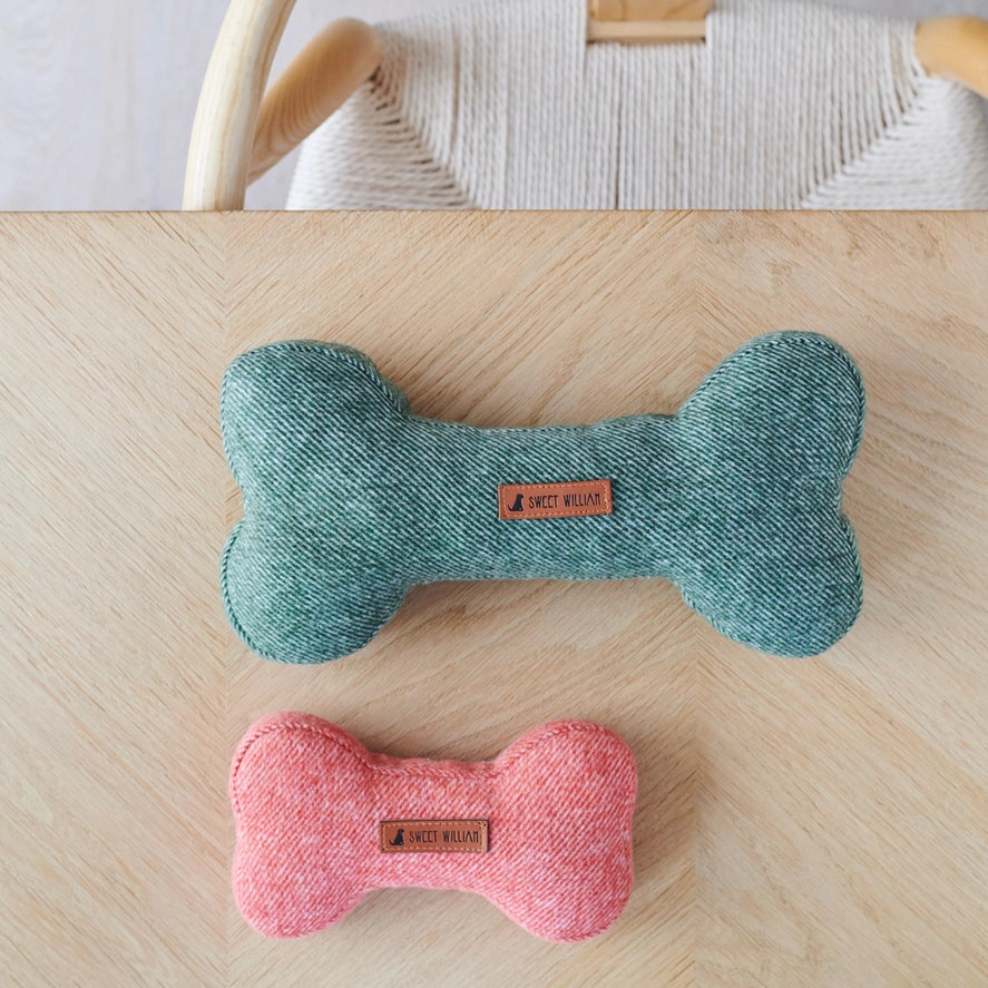 Dog Toy - Orange Tweed Bone - Small