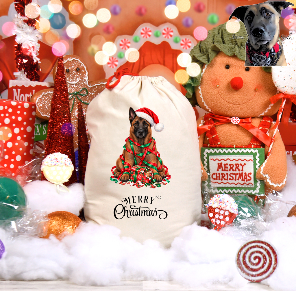 Mischievous Tangled Christmas Dogs Sack: Labrador Retriever - black / Small Sack