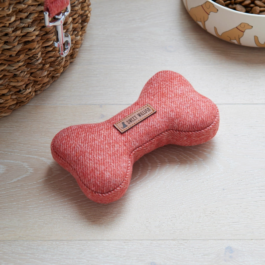 Dog Toy - Orange Tweed Bone - Small