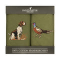 Pheasant & Hound Embroidered Green Handkerchiefs