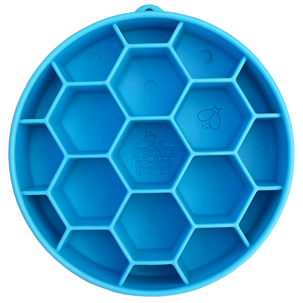 Honeycomb Design eBowl Enrichment Slow Feeder Bowl for Dogs: Yellow